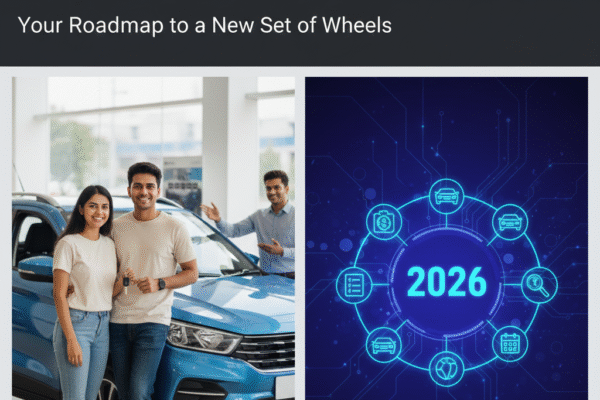 First-time car buyer receiving keys to a new car at an Indian dealership.