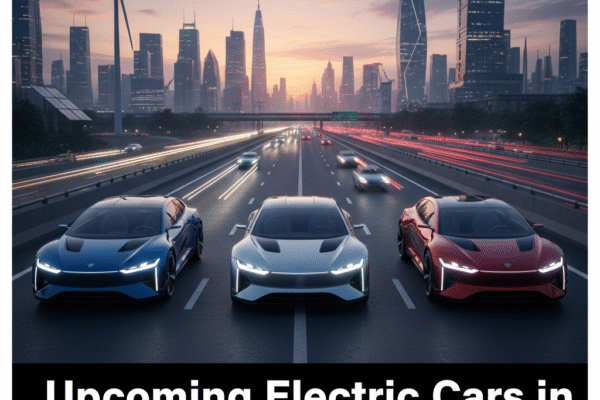 Upcoming electric cars at an EV charging station in India for 2026.