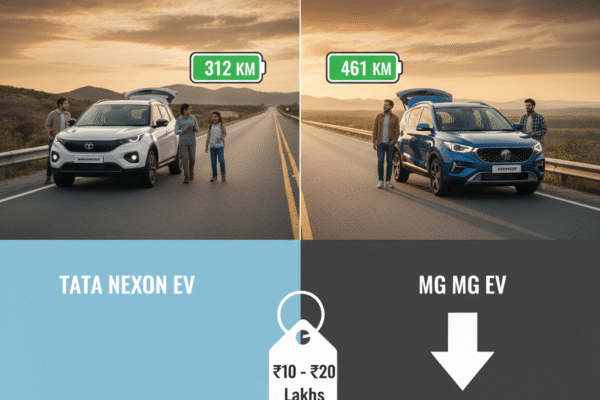 Tata Nexon EV vs MG ZS EV real-world range test comparison of electric SUVs in India