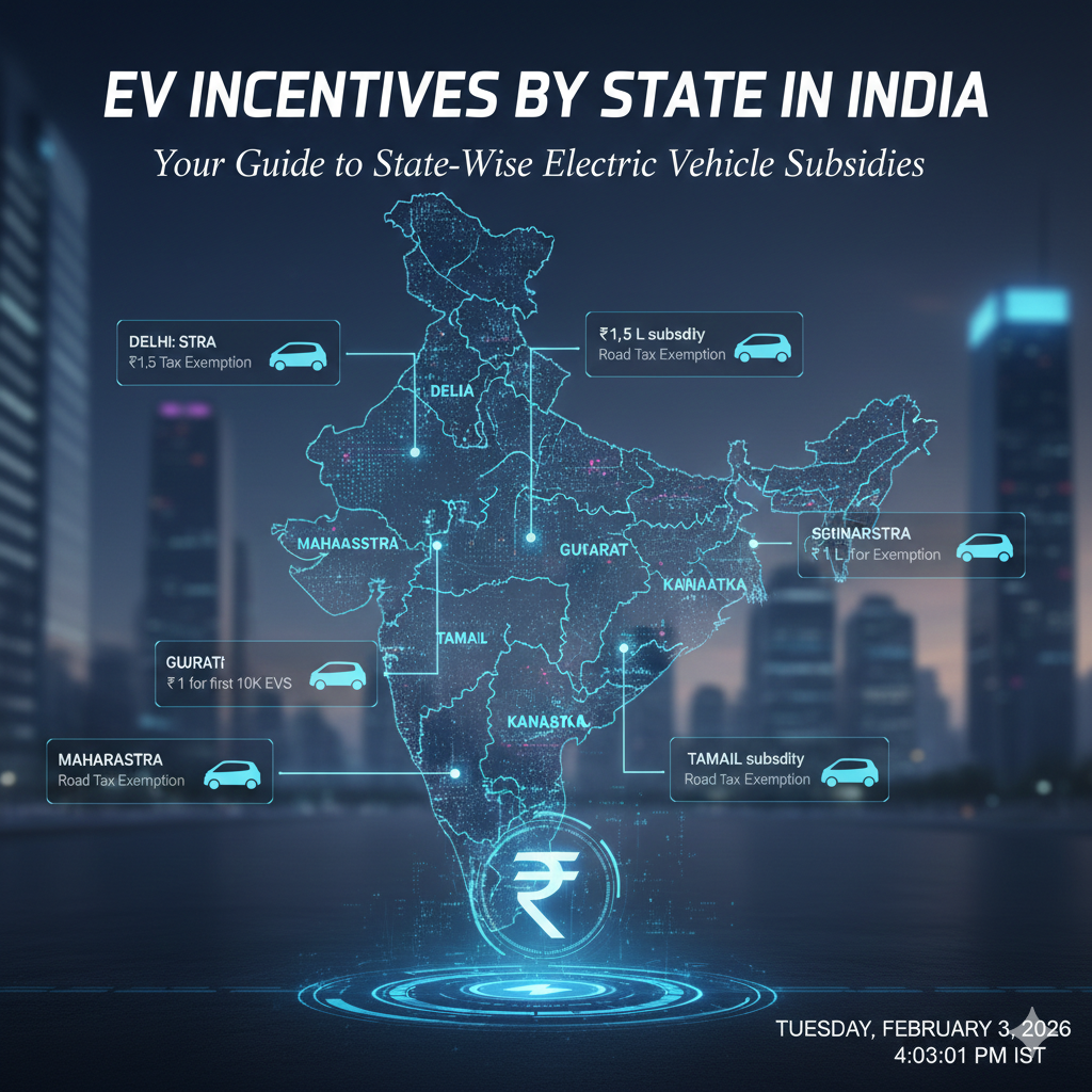 EV incentives by state in India with electric cars at charging stations